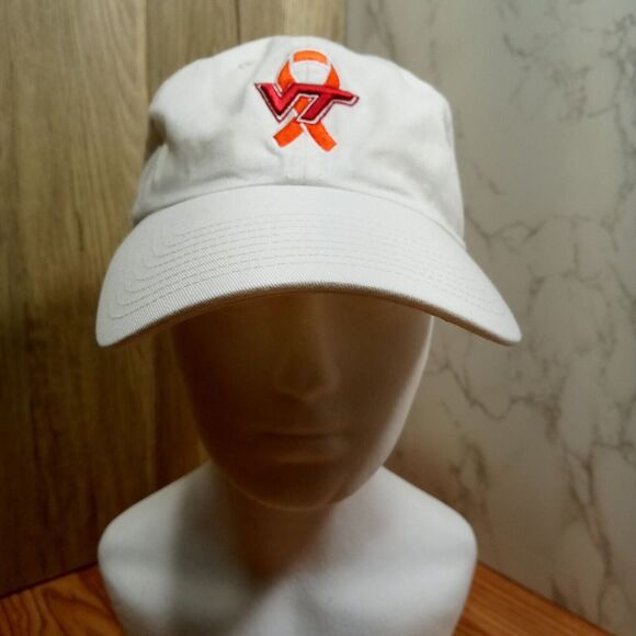 Virginia Tech Remembrance Strapback Hat White VT Hokies Cap Logo w/ Ribbon Rare - Picture 8 of 13